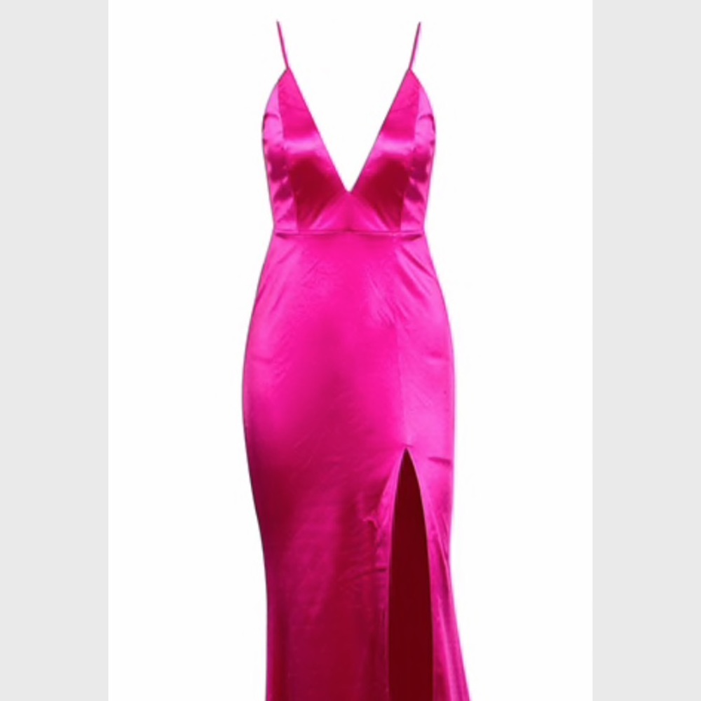 Fuschia Satin Gown - Picture 3 of 9